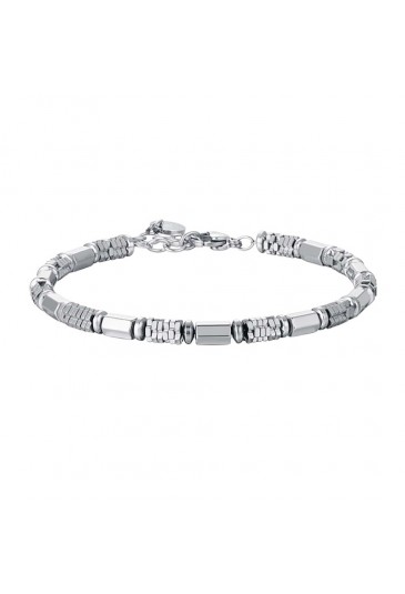 Bracciale Luca Barra Uomo Acciaio Anallergico Elementi Ematite BA1431