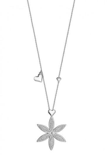 Collana Lunga Luca Barra Acciaio Anallergico Pendente Fiore Della Vita Cristalli Bianchi CK1711