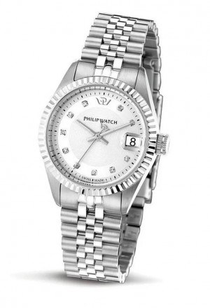 Orologio Philip Watch Caribe Lady Solo Tempo Datario Quadrante Silver Diamanti Donna R8253597598