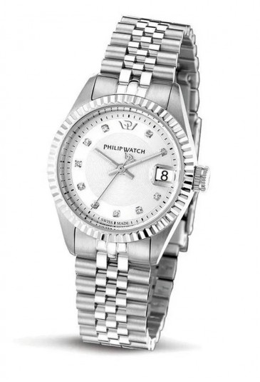 Orologio Philip Watch Caribe Lady Solo Tempo Datario Quadrante Silver Diamanti Donna R8253597598