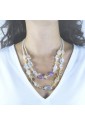Collana Doppio Filo Pietre Dure Mix Chiusura Argento Fantasia Monile 5690