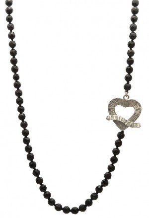 Collana Girocollo Ematite Chiusura Argento Cuore Pezzo Unico Fantasia Monile 5684