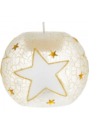 Sfera Natalizia Vetro Luci Led Candela Cera Decoro Dorato Bagutta N8519-03