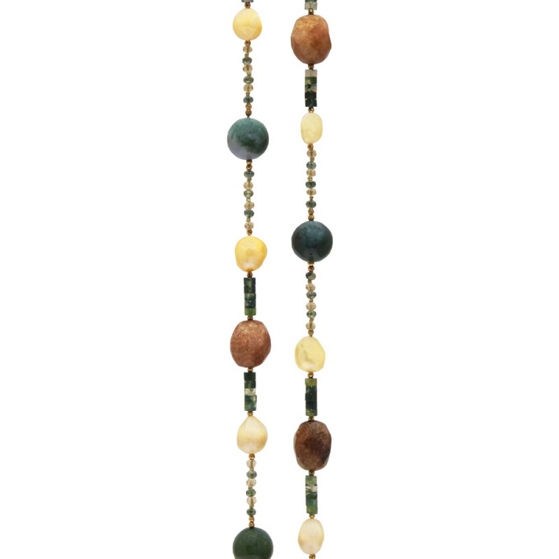 Collana artstca con perlne d agata e petra lavca, Collana con