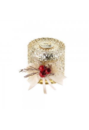 Portacandela Natalizio Cristallo Smerigliato Argento Candela Profumata Acca N.633.3