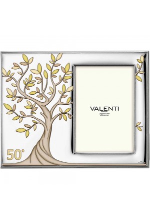 Cornice Portafoto 50 Anniversario Nozze Oro Albero Vita Argento Laminato Misura Foto 10X15 51110/3XL