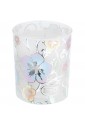 Portacandela Bicchiere Vetro Bianco Decorazione Fiori Cera Profumata 150 gr Large 2158-01 BI