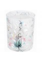 Portacandela Bicchiere Vetro Bianco Decorazione Fiori Cera Profumata 150 Gr Large 2158-02 BI