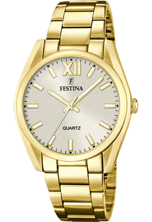 Orologio Festina Acciaio Champagne Solo Tempo Quadrante Bianco Donna F20640/1