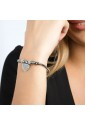 Bracciale Luca Barra Acciaio Anallergico Pendente Cuore Cristalli Bianchi BK2334