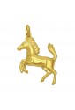 Ciondolo Unisex Cavallo Rampante Oro Giallo 18KT Bombato Fantasia Monile 7QXT6FM