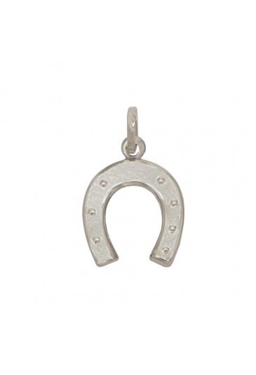 Ciondolo Unisex Ferro Di Cavallo Oro Bianco 18KT Tridimensionale Fantasia Monile JUXZTFM