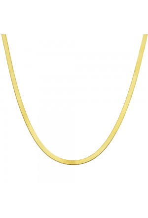 Collana Girocollo Spina Di Pesce Snake Maglia Piatta Oro Giallo 18kt Misura Medium Fantasia Monile G93CJFM