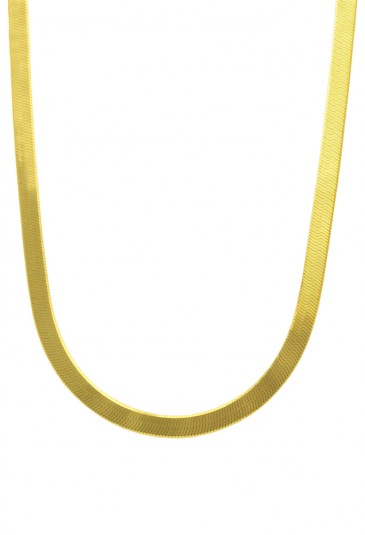 Collana Girocollo Spina Di Pesce Snake Maglia Piatta Oro Giallo 18kt Misura Large Fantasia Monile 2NC92FM