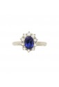 Anello Pietra Blu Oro Bianco 9KT Zirconi Misura 12 Fantasia Monile ZFS0SFM