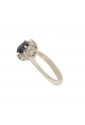 Anello Pietra Blu Oro Bianco 9KT Zirconi Misura 12 Fantasia Monile ZFS0SFM