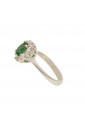 Anello Pietra Verde Oro Bianco 9KT Zirconi Misura 14 Fantasia Monile UU9AHFM