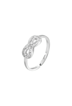 Anello Luca Barra Acciaio Infinito Cristalli Bianchi Misura S Donna ANK189