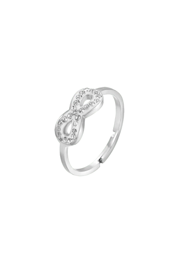 Anello Luca Barra Acciaio Infinito Cristalli Bianchi Misura S Regolabile Donna ANK189