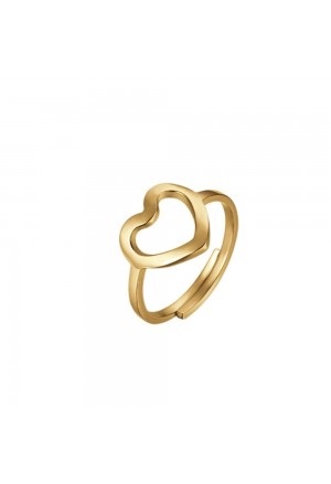 Anello Luca Barra Acciaio Gold Cuore Misura Regolabile Donna ANK312