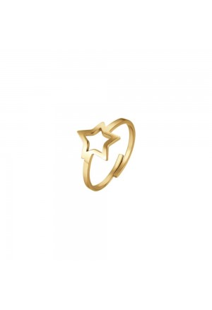 Anello Luca Barra Acciaio Gold Stella Misura Regolabile Donna ANK313