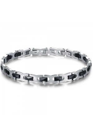Bracciale Luca Barra Acciaio Elementi Ceramica Nera Uomo BA1129