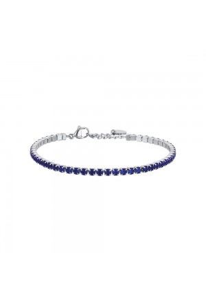 Bracciale Tennis Luca Barra Acciaio Anallergico Cristalli Blu BA1364