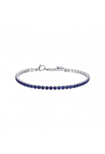 Bracciale Tennis Luca Barra Acciaio Anallergico Cristalli Blu BA1364