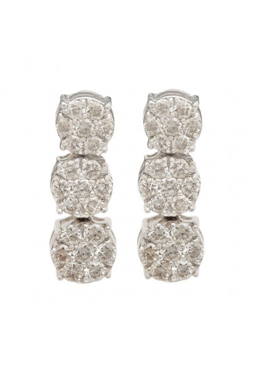 Orecchini Lunghi Trilogy Fiore Oro Bianco 18kt Diamanti Naturali Carati 0.43 Fantasia Monile ZPKPAFM