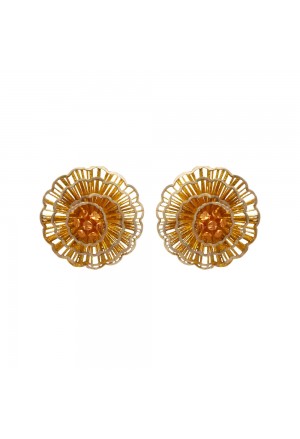 Orecchini A Lobo Fiore Tridimensionale Oro 18kt Fantasia Monile 5NT2LFM