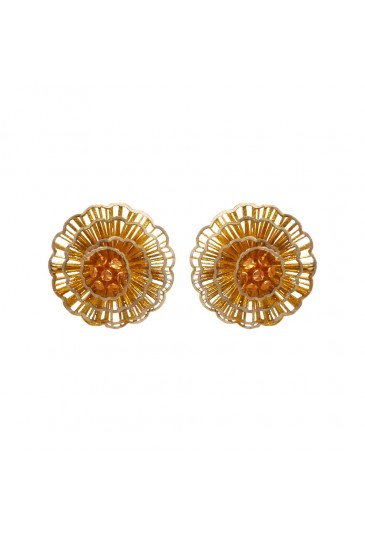 Orecchini A Lobo Fiore Tridimensionale Oro 18kt Fantasia Monile 5NT2LFM