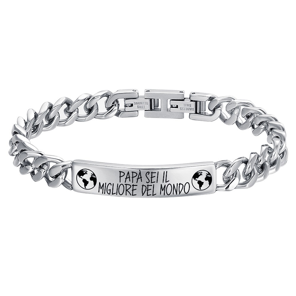 OIDEA - Bracciale Uomo A Maglie Cubane Con Croce, Acciaio Inox, 22,9 Cm, Regalo Religioso