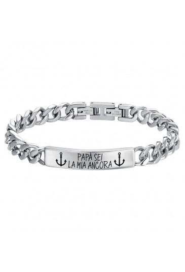 Bracciale Luca Barra Festa Del Papà Incisione Papà Sei La Mia Ancora Acciaio BA1501