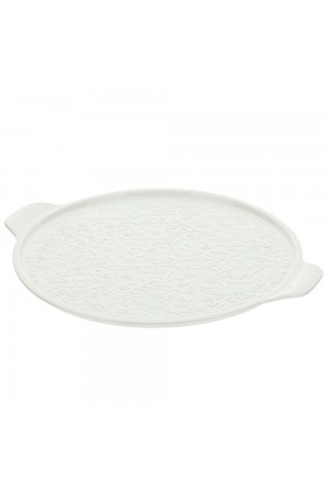 Piatto Torta Hervit Porcellana Bianca Roselline Manici New Bone China 28447