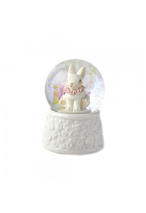 Boule De Neige Coniglio Che Salta Pasqua Porcellana Bianca Hervit 26001.C