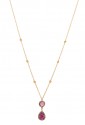 Collana Oro Rosa 18kt Pietre Radici Rubino Fantasia Monile P45CIFM