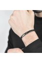 Bracciale Luca Barra Silicone Nero Elementi Acciaio Nero Gold Ancora BA1490