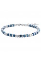Bracciale Luca Barra Acciaio Anallergico Ematite Blu Silver BA1518