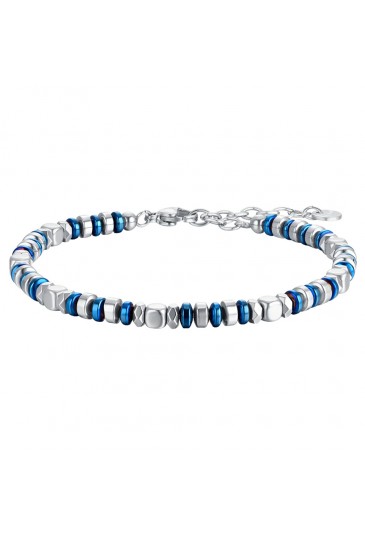 Bracciale Luca Barra Acciaio Anallergico Ematite Blu Silver BA1518