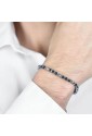 Bracciale Luca Barra Acciaio Anallergico Ematite Blu Silver BA1518