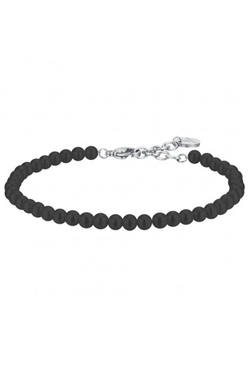 Bracciale Luca Barra Acciaio Anallergico Perle Nere Uomo BA1522