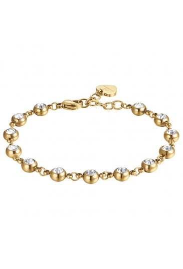 Bracciale Tennis Acciaio Gold Anallergico Cristalli White Luca Barra BK2441