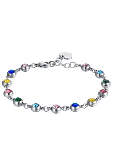 Bracciale Luca Barra Acciaio Anallergico Cristalli Multicolor BK2442