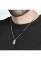 Collana Luca Barra Acciaio Anallergico Piastra Pendente Cristali Bianchi CA452