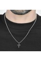 Collana Luca Barra Acciaio Anallergico Croce Cristalli Neri CA458