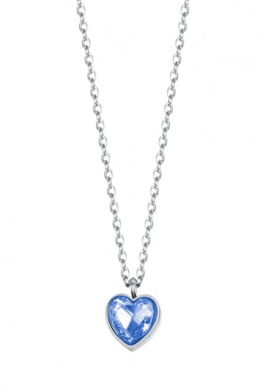 Collana Luca Barra Acciaio Anallergico Cuore Punto Luce Azzurro CK1815