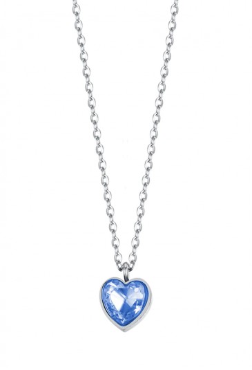 Collana Luca Barra Acciaio Anallergico Cuore Punto Luce Azzurro CK1815