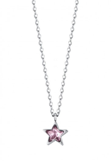 Collana Luca Barra Acciaio Anallergico Stella Punto Luce Rosa CK1818