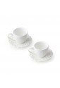 Set Due Tazzine Caffe' Hervit Porcellana Piattino Traforato Bianco 26890