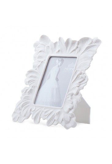 Cornice Hervit Porcellana Bianca Foglie Misura Foto 13X18CM 26957